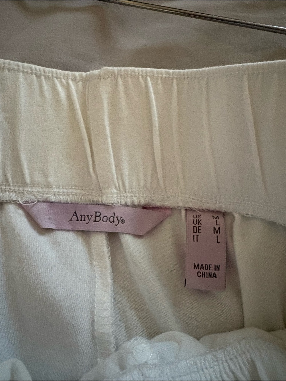 AnyBody Cream Wide Leg Elastic Waist Pants